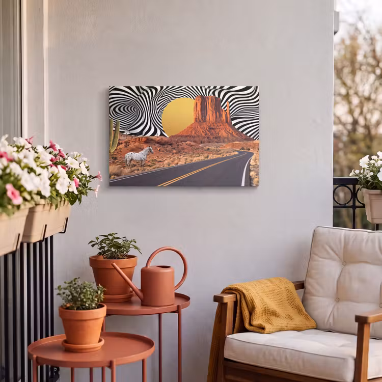 Outdoor Leinwand - Pferd – Wüste – Natur - Paard - Woestijn - Natuur Tuinposter op houten frame 2 cm dik klein