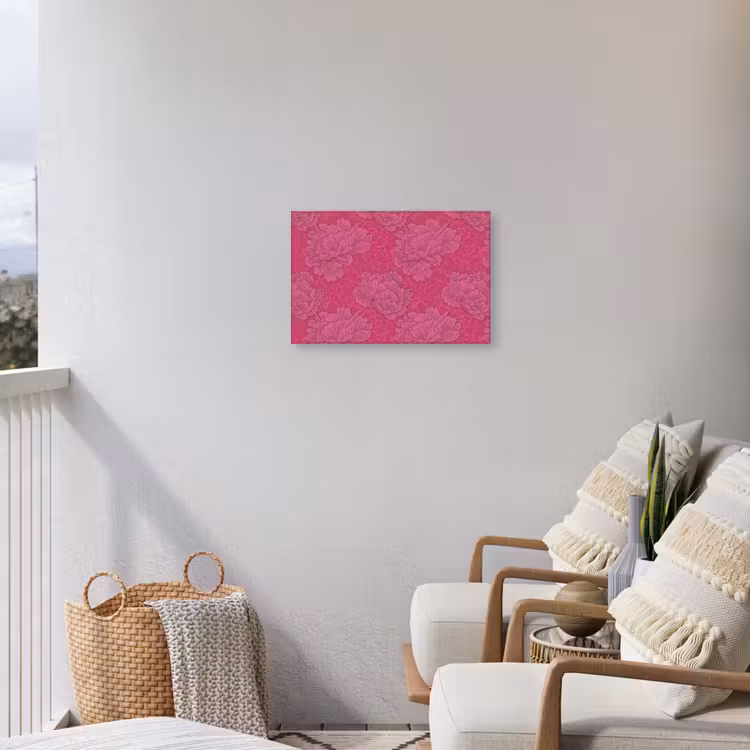 Pioenrozen - Energiek - Roze Tuinposter op houten frame 2 cm dik klein 845 -sfeer1