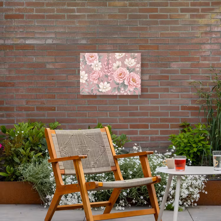 Pioenrozen - Vingerhoedskruid - Pink Tuinposter op houten frame 2 cm dik klein -sfeer3
