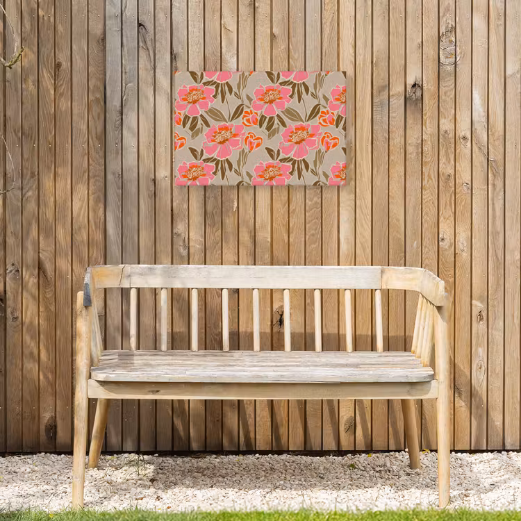 Pioenrozen - Patroon - Roze Tuinposter op houten frame 2 cm dik klein 845 -sfeer4