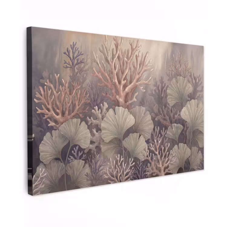 Plant - Bladeren - Zee - Illustratie - Groen Tuinposter op houten frame 2 cm dik klein -3d