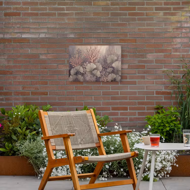 Plant - Bladeren - Zee - Illustratie - Groen Tuinposter op houten frame 2 cm dik klein -sfeer3