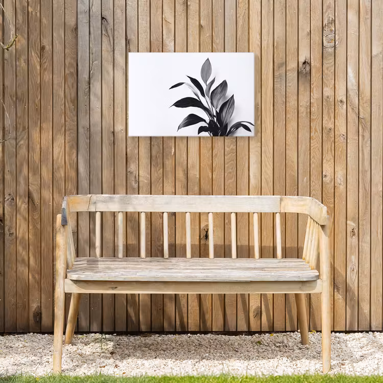 Plant - Bladeren - Minimalistisch - Zwart Tuinposter op houten frame 2 cm dik klein -sfeer4