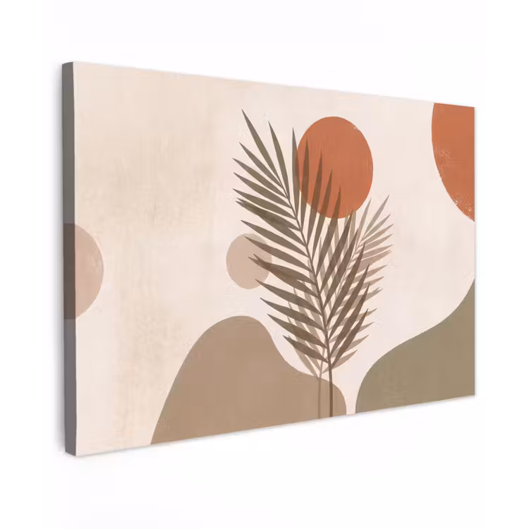 Planten - Bladeren - Abstract - Modern - Beige Tuinposter op houten frame 2 cm dik klein -3d
