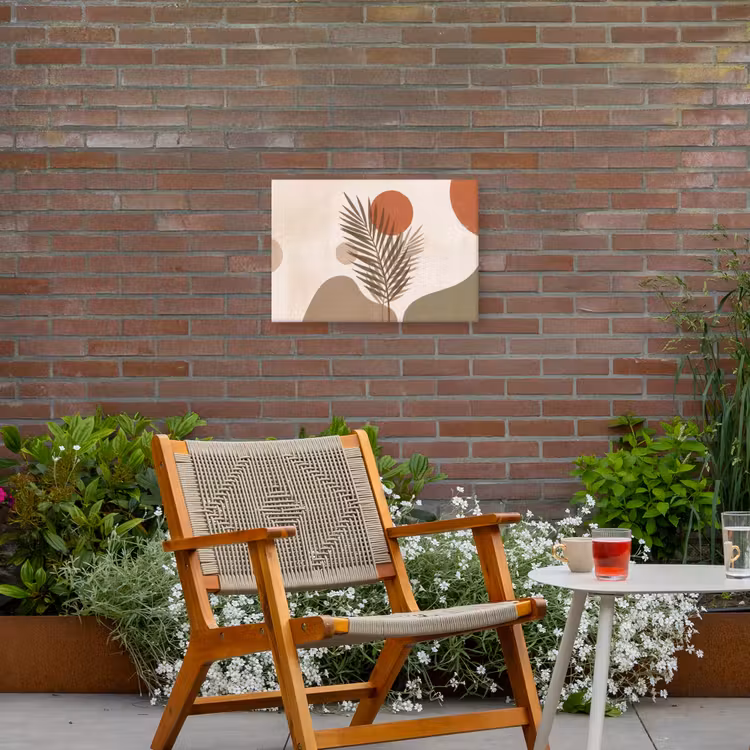 Planten - Bladeren - Abstract - Modern - Beige Tuinposter op houten frame 2 cm dik klein -sfeer3