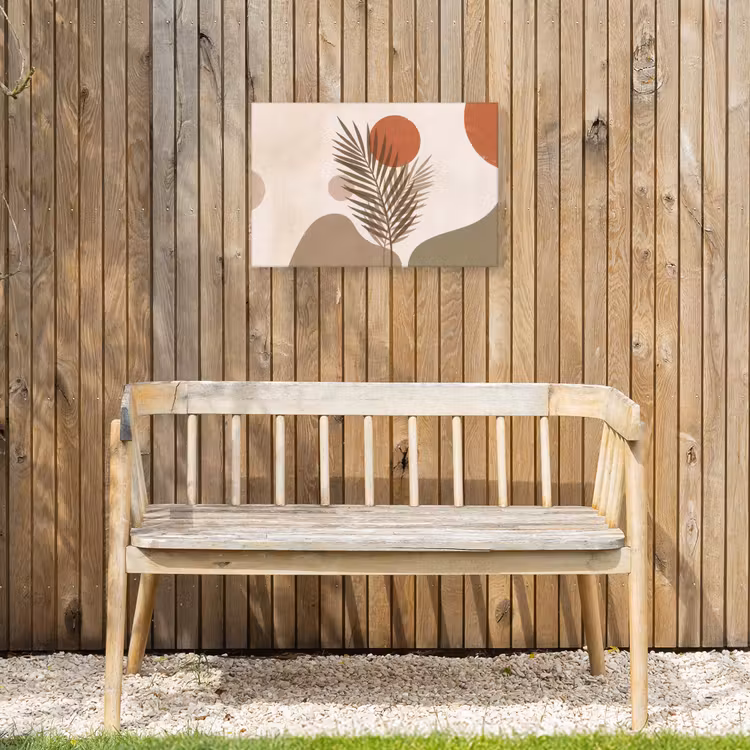 Planten - Bladeren - Abstract - Modern - Beige Tuinposter op houten frame 2 cm dik klein -sfeer4