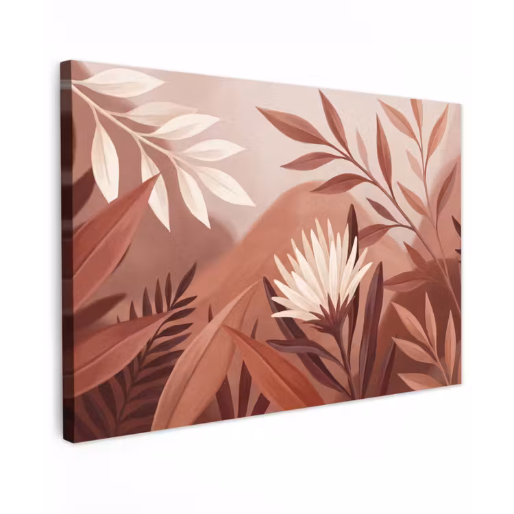 Planten - Bladeren - Botanisch - Modern - Bruin Tuinposter op houten frame 2 cm dik klein -3d
