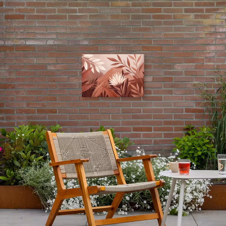 Planten - Bladeren - Botanisch - Modern - Bruin Tuinposter op houten frame 2 cm dik klein -sfeer3