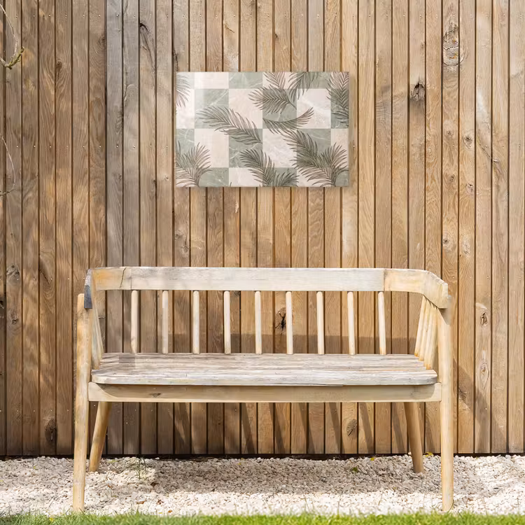 Planten - Bladeren - Marmer - Modern - Groen Tuinposter op houten frame 2 cm dik klein -sfeer4