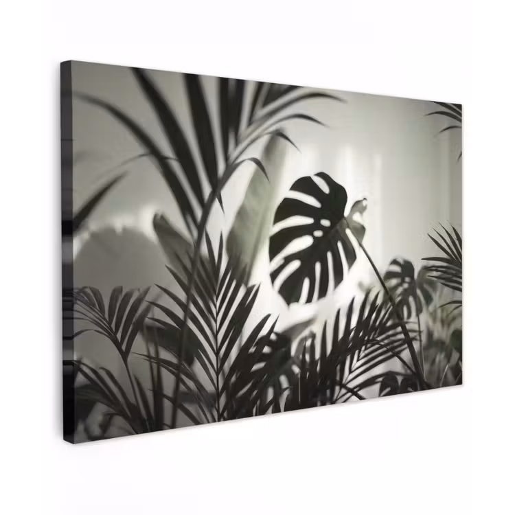 Planten - Bladeren - Natuur - Minimalistisch - Groen Tuinposter op houten frame 2 cm dik klein -3d