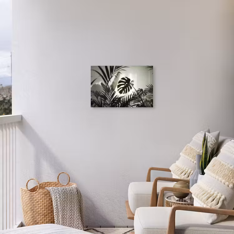 Planten - Bladeren - Natuur - Minimalistisch - Groen Tuinposter op houten frame 2 cm dik klein -sfeer1