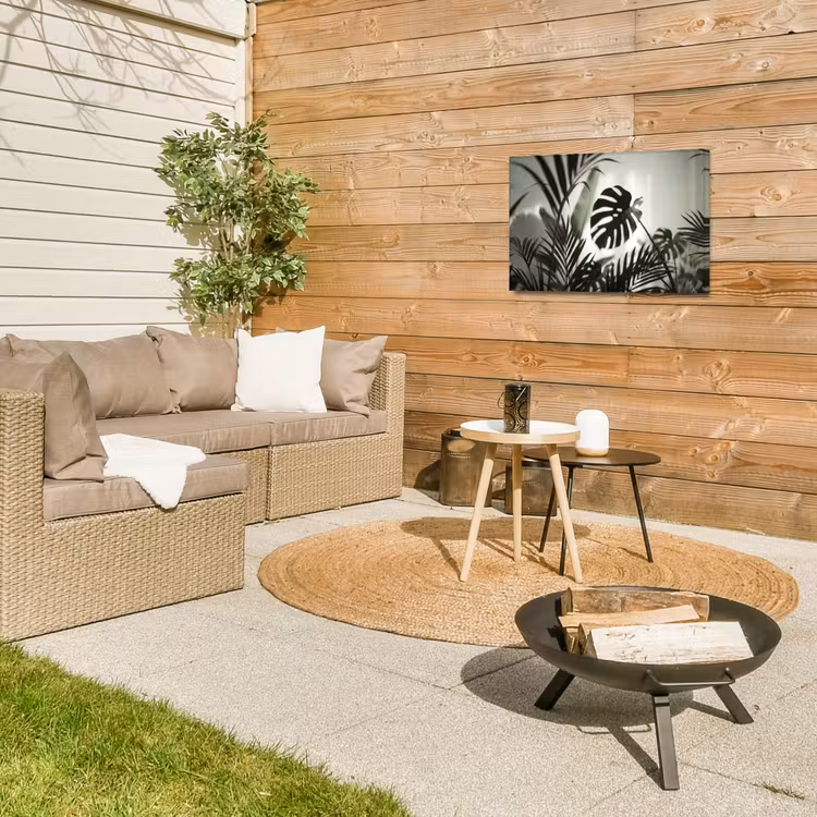 Planten - Bladeren - Natuur - Minimalistisch - Groen Tuinposter op houten frame 2 cm dik klein -sfeer2