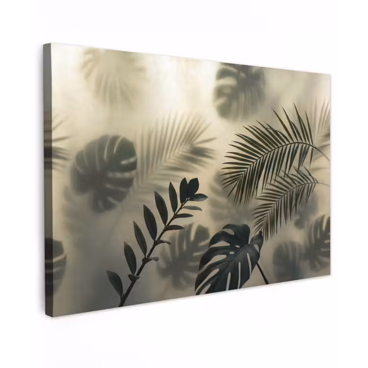 Planten - Bladeren - Schaduwen - Groen - Modern Tuinposter op houten frame 2 cm dik klein -3d
