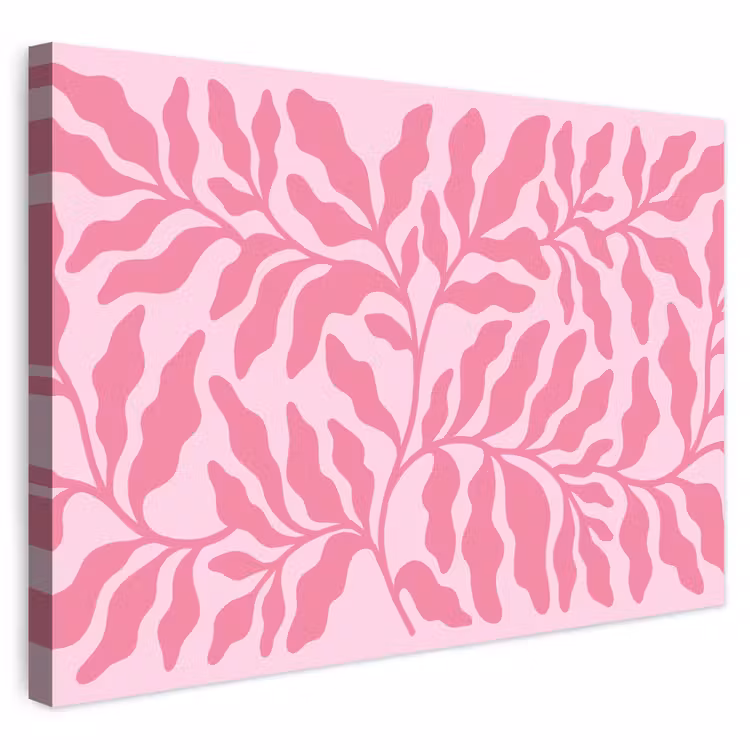Planten - Organisch - Abstract - Modern - Roze Tuinposter op houten frame 2 cm dik klein -3d