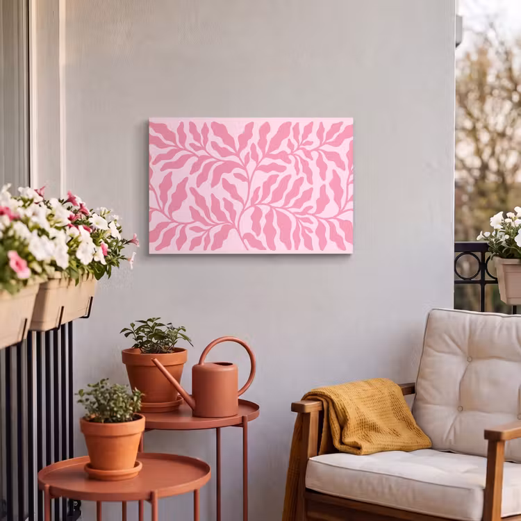 Planten - Organisch - Abstract - Modern - Roze Tuinposter op houten frame 2 cm dik klein -sfeer1