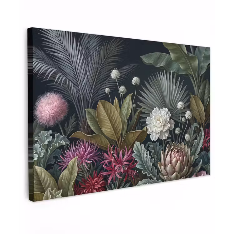 Planten - Tropisch - Botanisch - Donker - Groen Tuinposter op houten frame 2 cm dik klein -3d