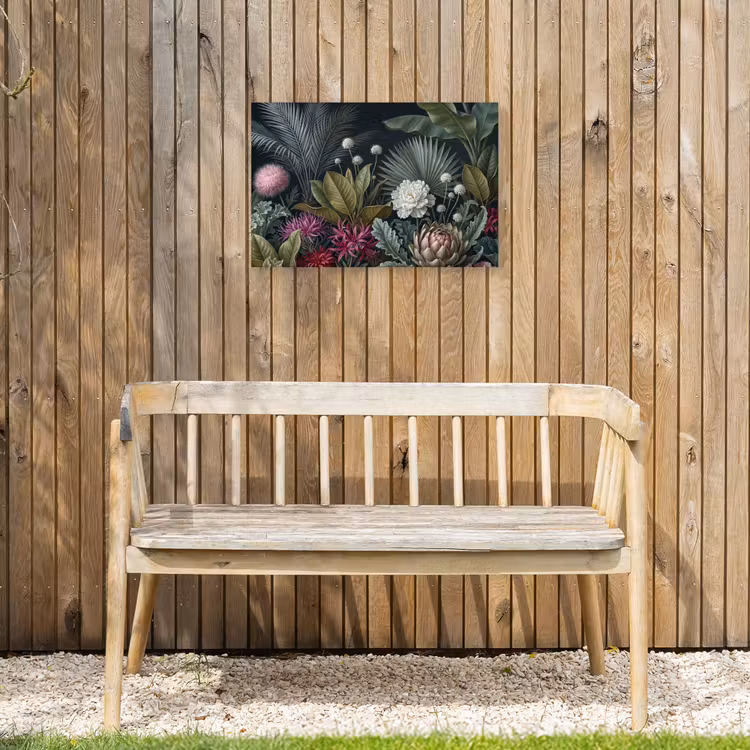 Planten - Tropisch - Botanisch - Donker - Groen Tuinposter op houten frame 2 cm dik klein -sfeer4