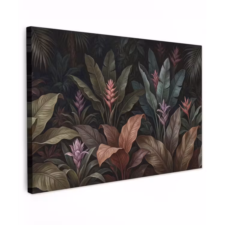 Planten - Tropisch - Jungle - Donker - Natuur Tuinposter op houten frame 2 cm dik klein -3d