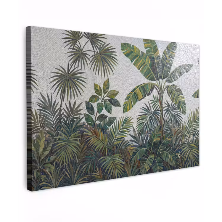 Planten - Tropisch - Mozaïek - Groen - Natuur Tuinposter op houten frame 2 cm dik klein -3d