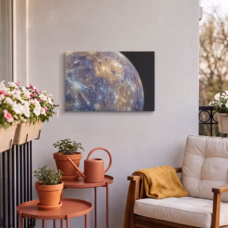 Outdoor Leinwand - Planet – Krater – Weltraum - Planeet - Kraters - Ruimte Tuinposter op houten frame 2 cm dik klein