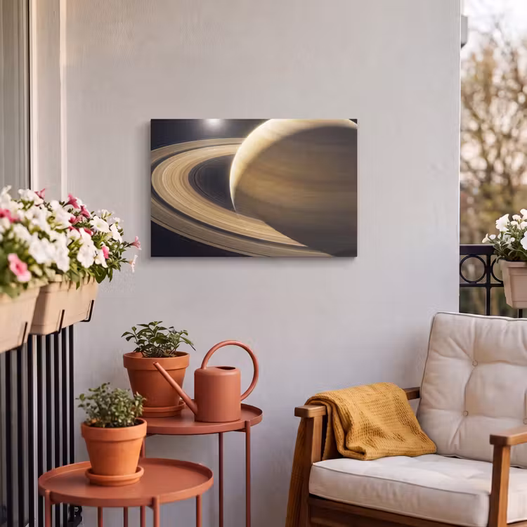 Outdoor Leinwand - Planet – Ringe – Weltraum - Planeet - Ringen - Ruimte Tuinposter op houten frame 2 cm dik klein