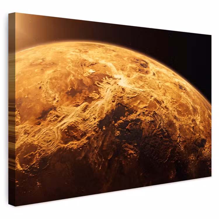 Outdoor Leinwand - Planet – Weltraum – Orange - Planeet - Ruimte - Oranje Tuinposter op houten frame 2 cm dik klein