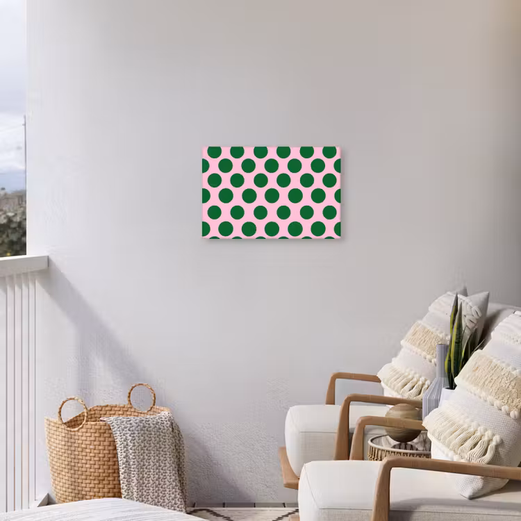 Polkadots - Patroon - Groen Tuinposter op houten frame 2 cm dik klein 845 -sfeer1