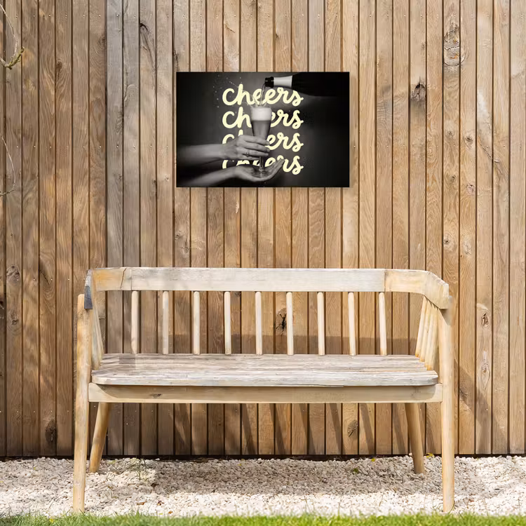 Cheers - Wijn - Zwart - Wit Tuinposter op houten frame 2 cm dik klein -sfeer4