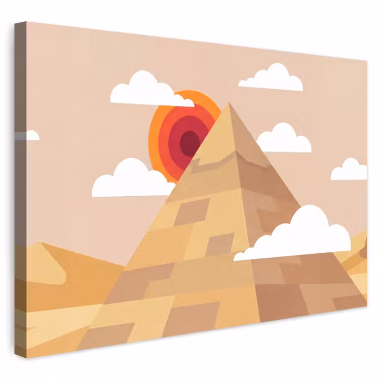 Piramide - Zon - Woestijn - Modern - Oranje Tuinposter op houten frame 2 cm dik klein -3d