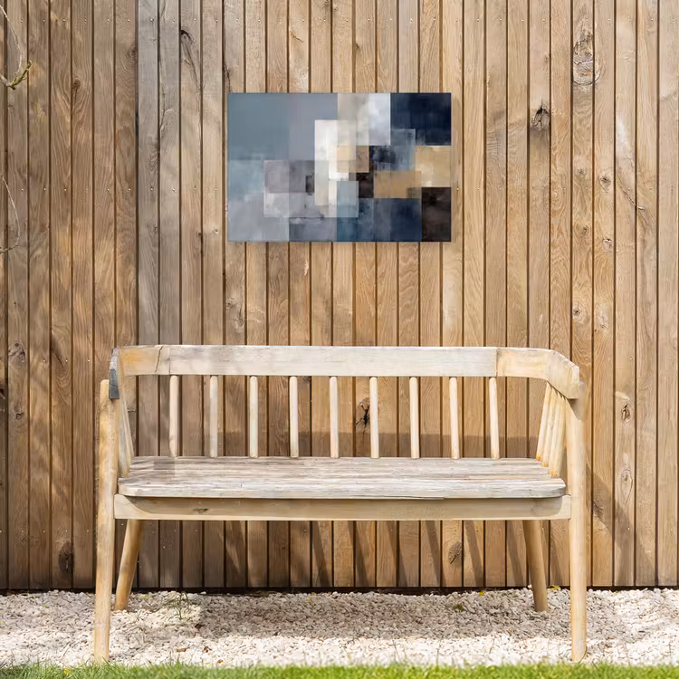 Rechthoeken - Abstract - Blauw Tuinposter op houten frame 2 cm dik klein -sfeer4