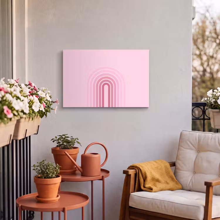 Regenboog - Roze - Abstract - Modern - Minimalistisch Tuinposter op houten frame 2 cm dik klein -sfeer1