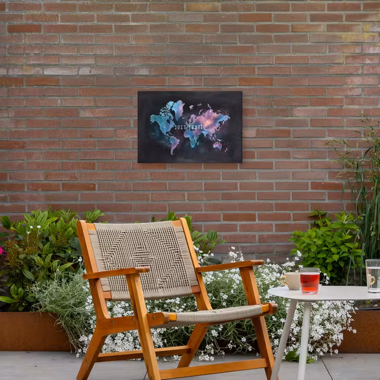 Travel - Sterrennevels - Wereldkaart - Krijtbord Tuinposter op houten frame 2 cm dik klein -sfeer3