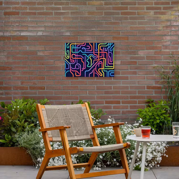 Retro - Abstract - Neon Tuinposter op houten frame 2 cm dik klein -sfeer3