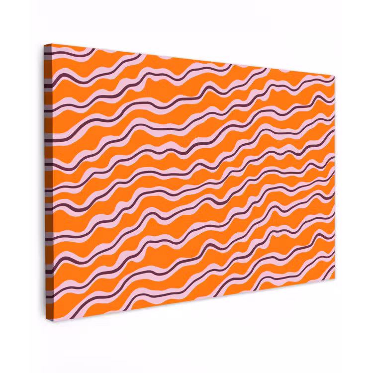 Retro - Golvend - Oranje Tuinposter op houten frame 2 cm dik klein 845 -3d