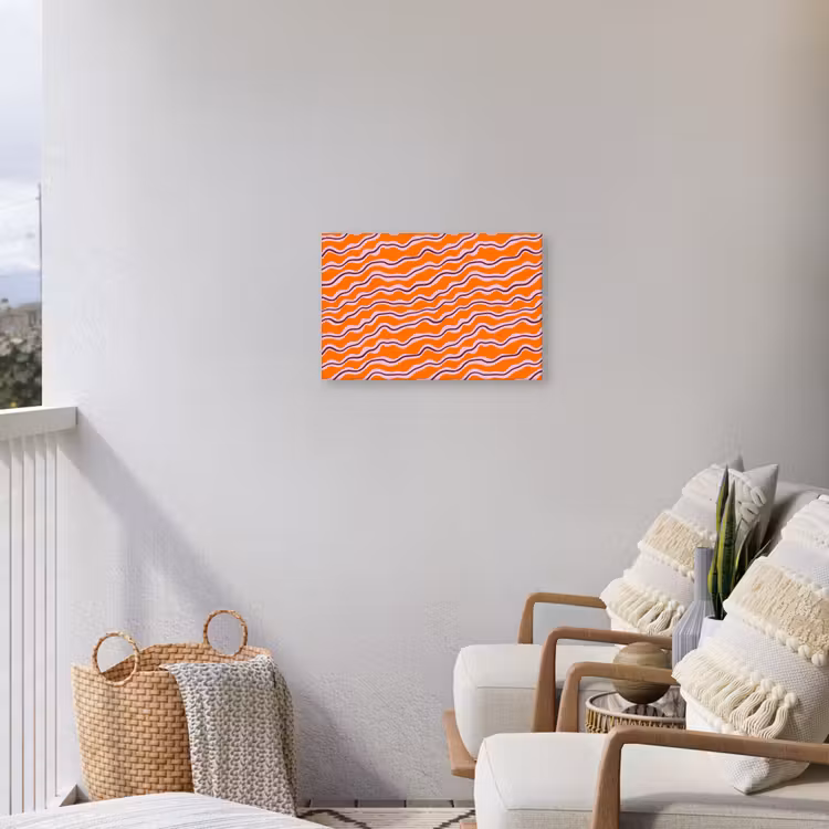 Retro - Golvend - Oranje Tuinposter op houten frame 2 cm dik klein 845 -sfeer1