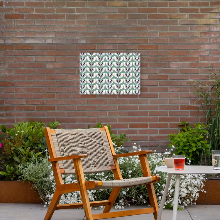 Retro - Modern - Groen Tuinposter op houten frame 2 cm dik klein 845 -sfeer3