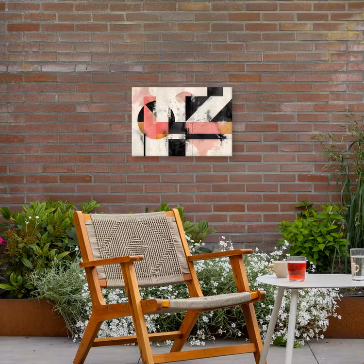 Roze - Abstract - Aesthetic - Modern - Vormen Tuinposter op houten frame 2 cm dik klein -sfeer3