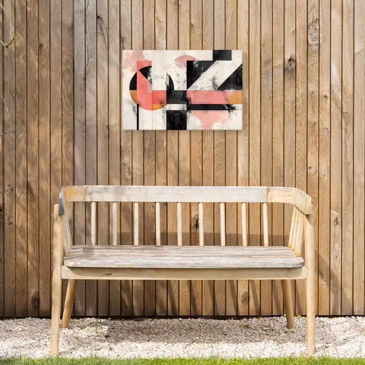 Roze - Abstract - Aesthetic - Modern - Vormen Tuinposter op houten frame 2 cm dik klein -sfeer4