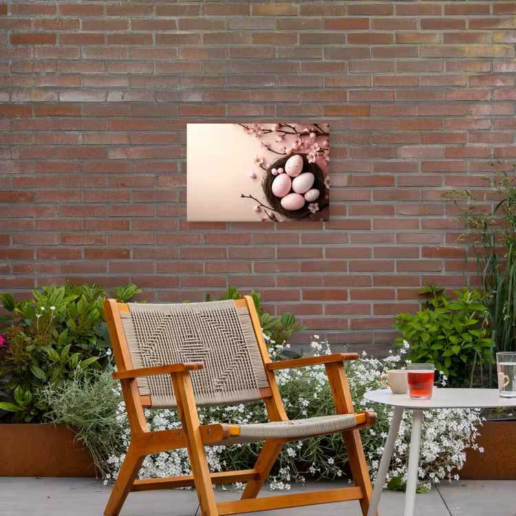 Roze - Bloesems - Eieren Tuinposter op houten frame 2 cm dik klein -sfeer3