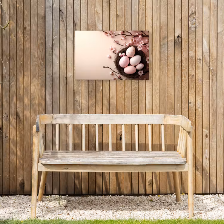 Roze - Bloesems - Eieren Tuinposter op houten frame 2 cm dik klein -sfeer4