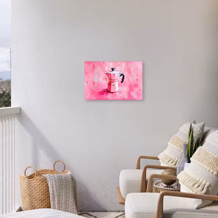 Roze - Verf - Coffee Tuinposter op houten frame 2 cm dik klein -sfeer1