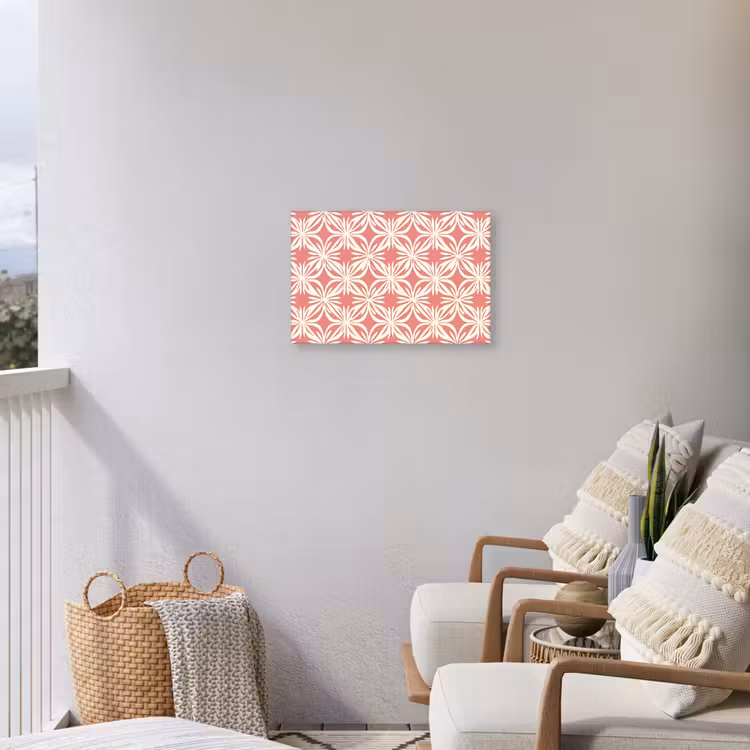 Roze - Bloemenmotief - Wit - Modern Tuinposter op houten frame 2 cm dik klein 845 -sfeer1