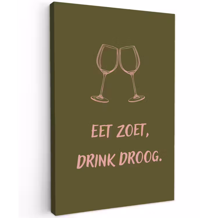 Roze - Groen - Wijn - Quote Tuinposter op houten frame 2 cm dik klein -3d