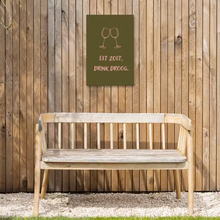 Roze - Groen - Wijn - Quote Tuinposter op houten frame 2 cm dik klein -sfeer4