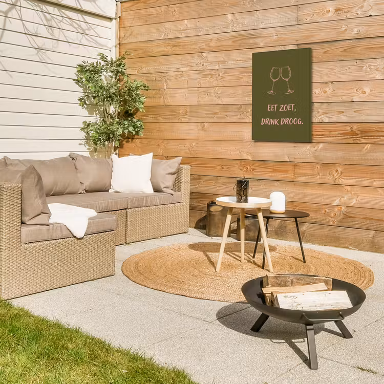 Roze - Groen - Wijn - Quote Tuinposter op houten frame 2 cm dik klein -sfeer2