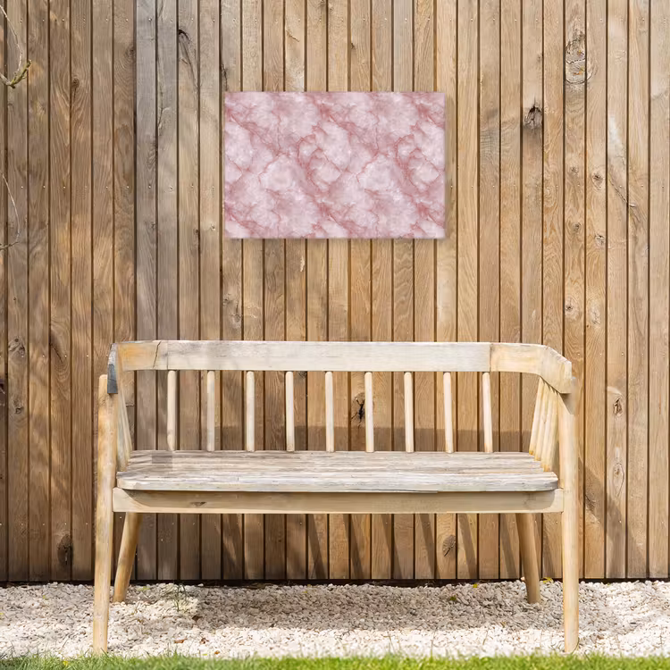 Roze - Kwartsmarmer - Aders Tuinposter op houten frame 2 cm dik klein 845 -sfeer4