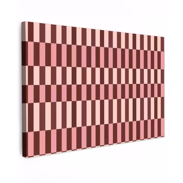Roze - Rood - Blokjes Tuinposter op houten frame 2 cm dik klein 845 -3d