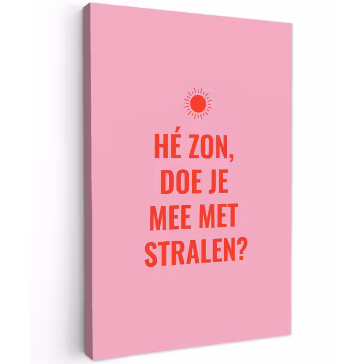 Roze - Zon - Quote Tuinposter op houten frame 2 cm dik klein -3d