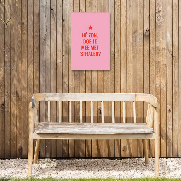 Roze - Zon - Quote Tuinposter op houten frame 2 cm dik klein -sfeer4