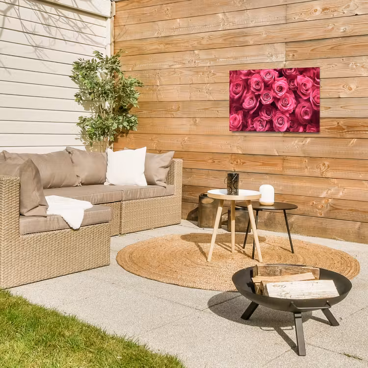 Rozen - Pink - Bloem Tuinposter op houten frame 2 cm dik klein -sfeer2